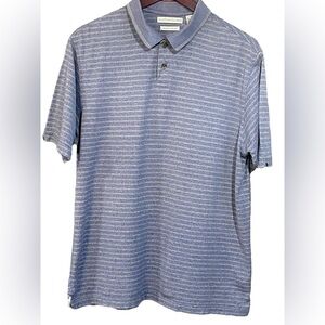 Geoffrey Beene Men's Short Sleeve Polo Shirt Blue with White Stripes Size Medium